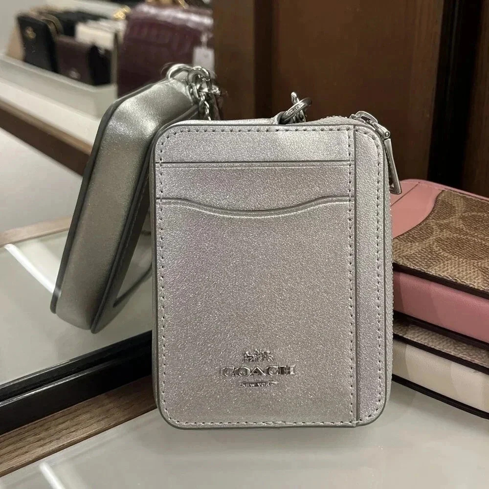ZIP CARD CASE (COACH CW890) SILVER/LIGHT SILVER